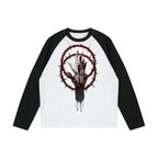 Severed Halo Front Graphic - Color-Blocked Raglan Long-Sleeve T-Shirt