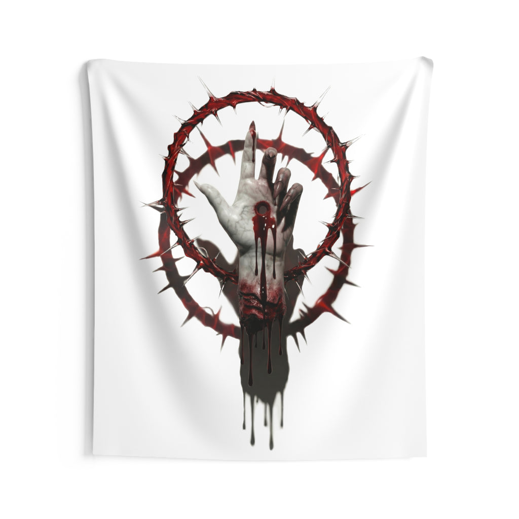 Severed Halo Logo Wall Tapestry — White Brand Emblem Decor