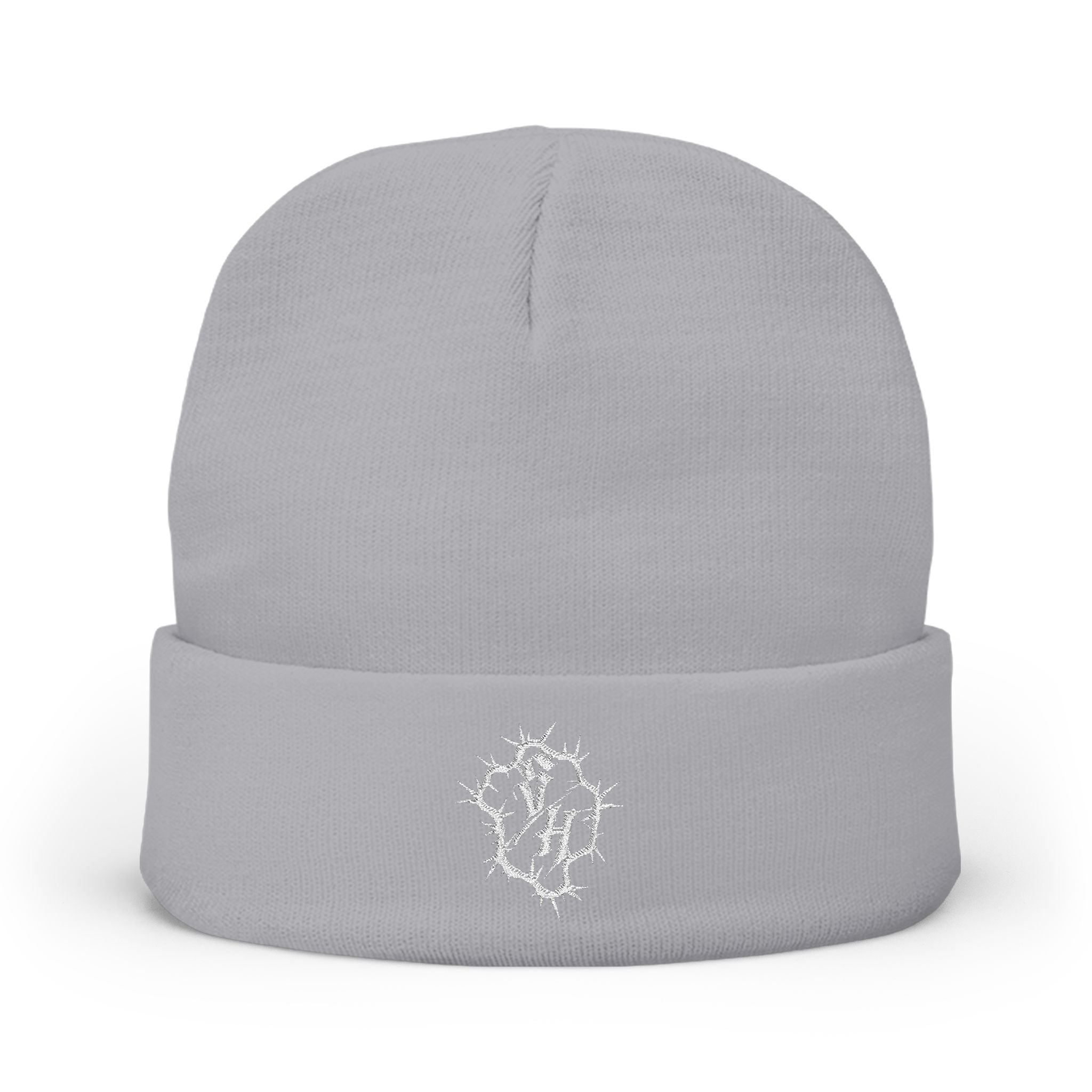 Minimal Gothic Embroidered Knit Beanie — S/H Winter Hat