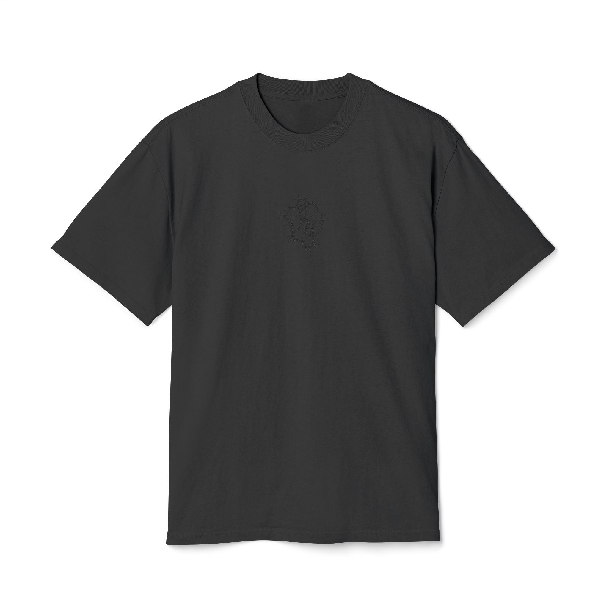 Minimal S/H Logo Embroidered Tee — Centered Graphic