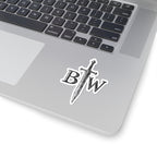 Sword Monogram Sticker — 'BWT' Grunge Kiss-Cut Decal for Laptops & Gear
