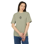 Minimal S/H Logo Embroidered Tee — Centered Graphic