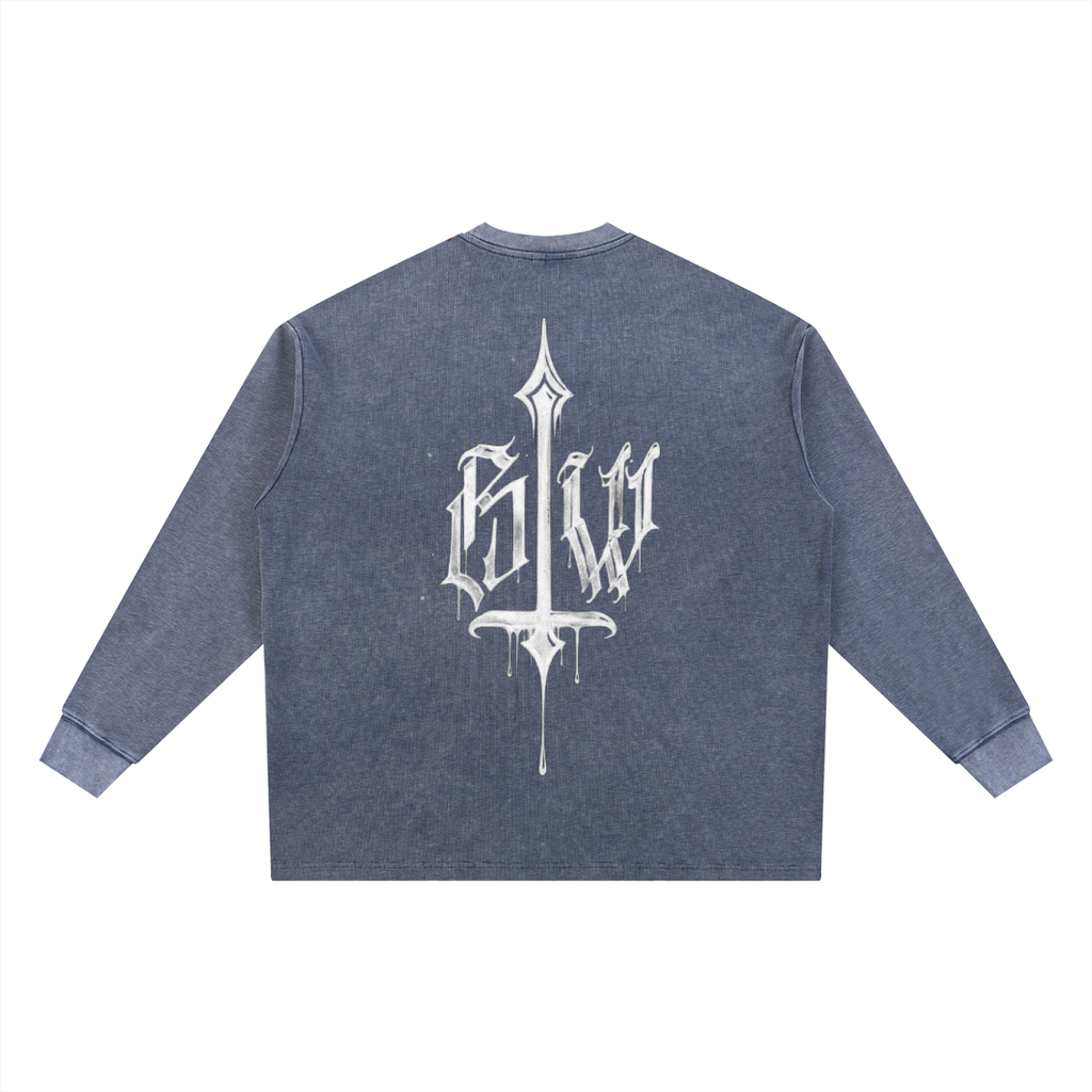 Calligraphy Cross - Mineral Wash Waffle Oversized T-Shirt