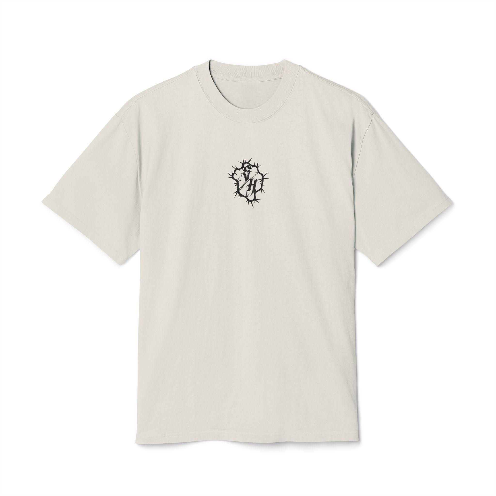 Minimal S/H Logo Embroidered Tee — Centered Graphic