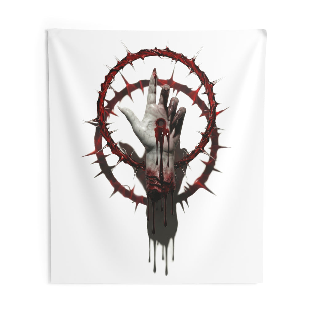Severed Halo Logo Wall Tapestry — White Brand Emblem Decor