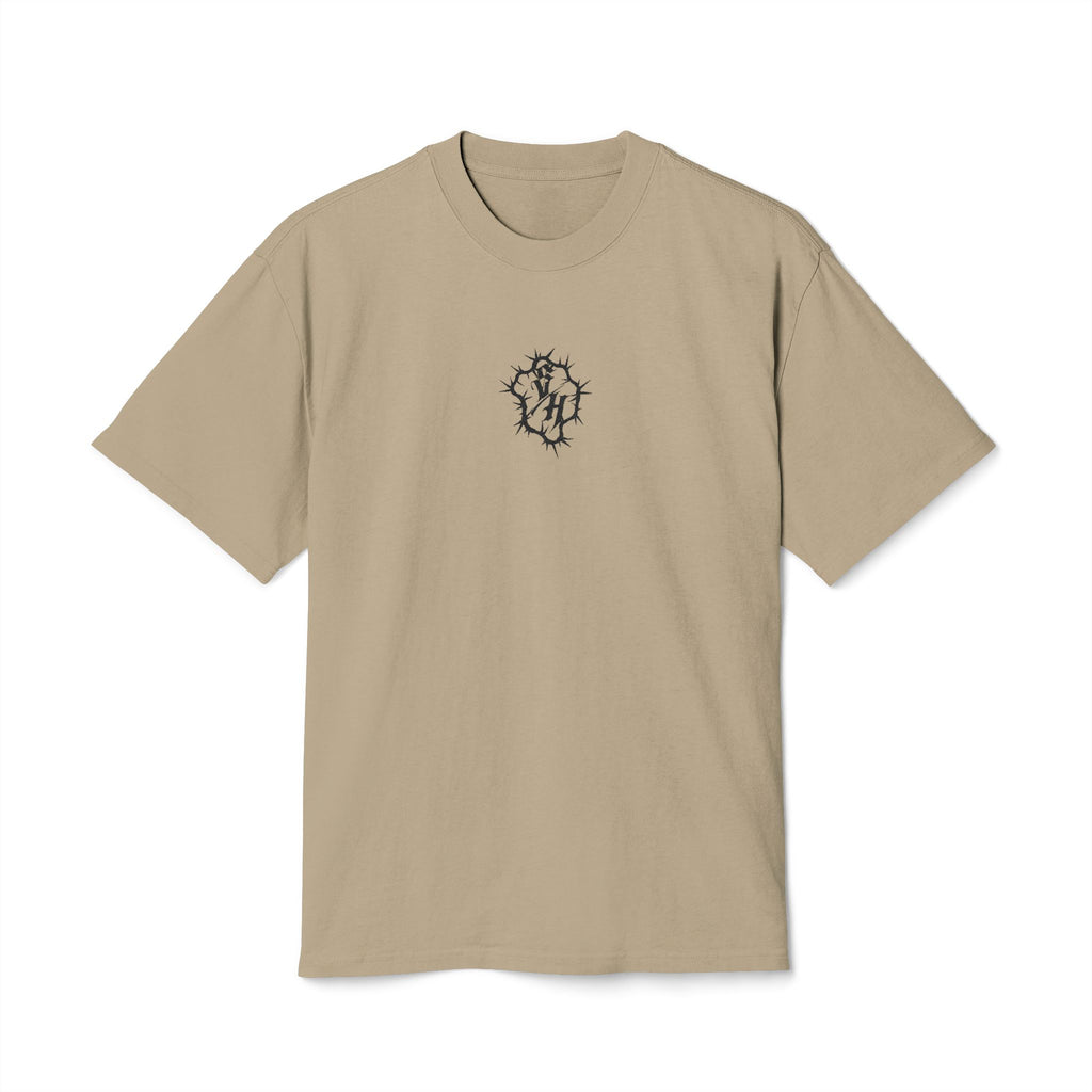 Minimal S/H Logo Embroidered Tee — Centered Graphic