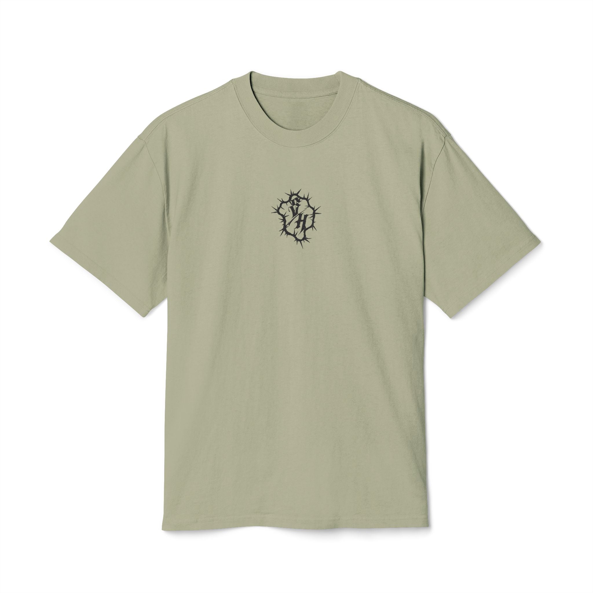 Minimal S/H Logo Embroidered Tee — Centered Graphic