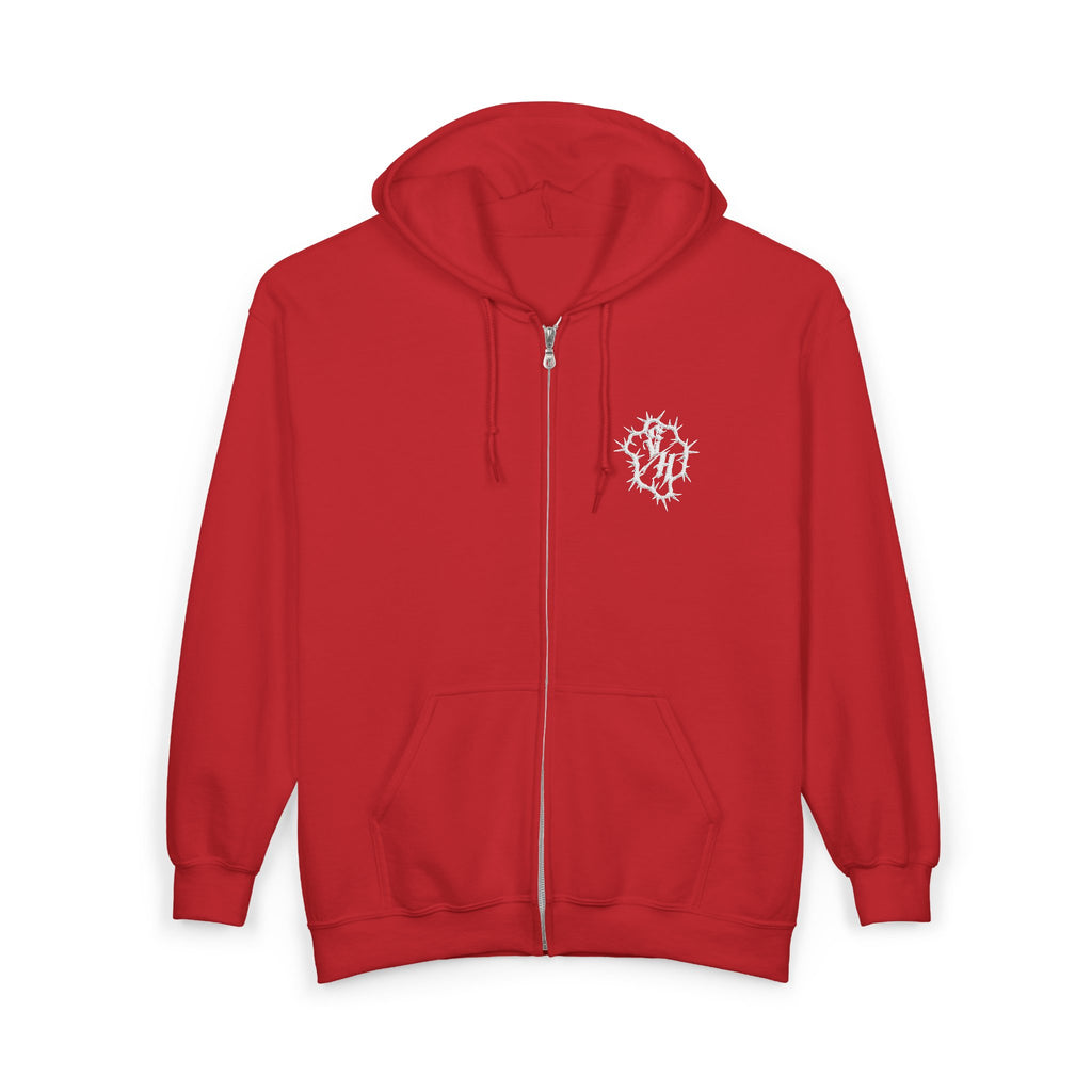 Severed Halo Zip Hoodie — Embroidered Logo Zip-Up Sweatshirt