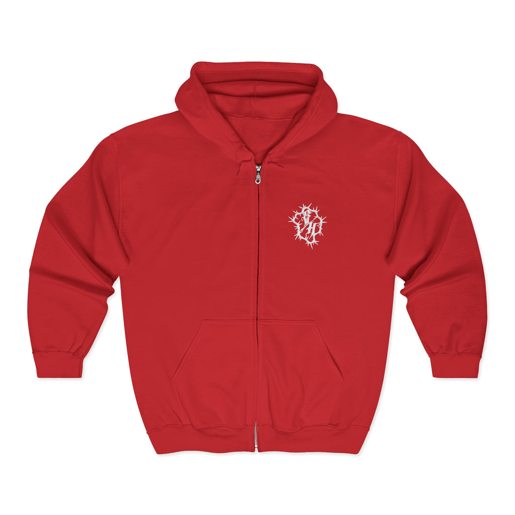 Severed Halo Zip Hoodie — Embroidered Logo Zip-Up Sweatshirt