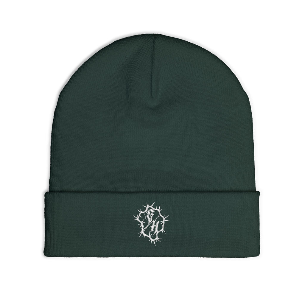 Minimal Gothic Embroidered Knit Beanie — S/H Winter Hat