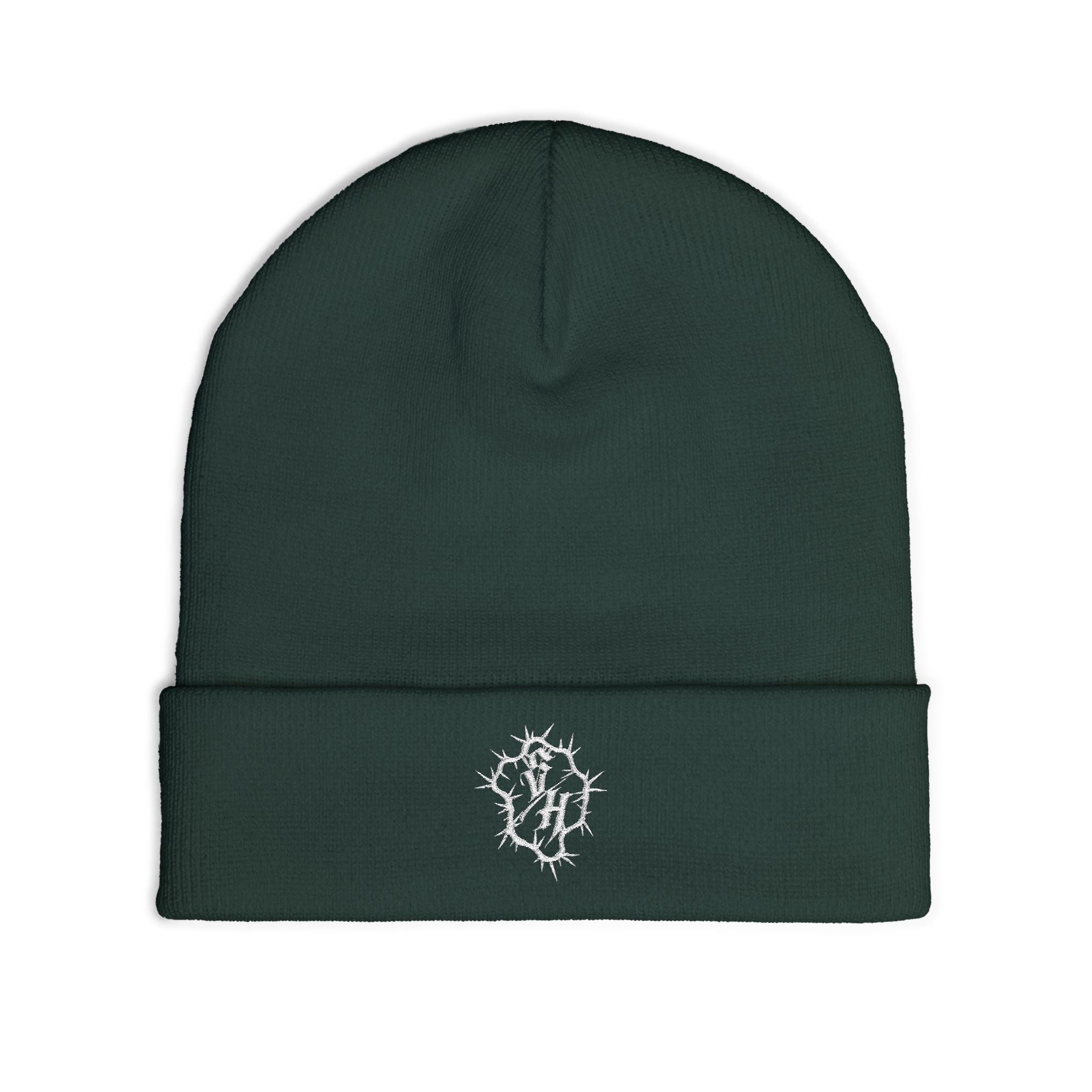 Minimal Gothic Embroidered Knit Beanie — S/H Winter Hat