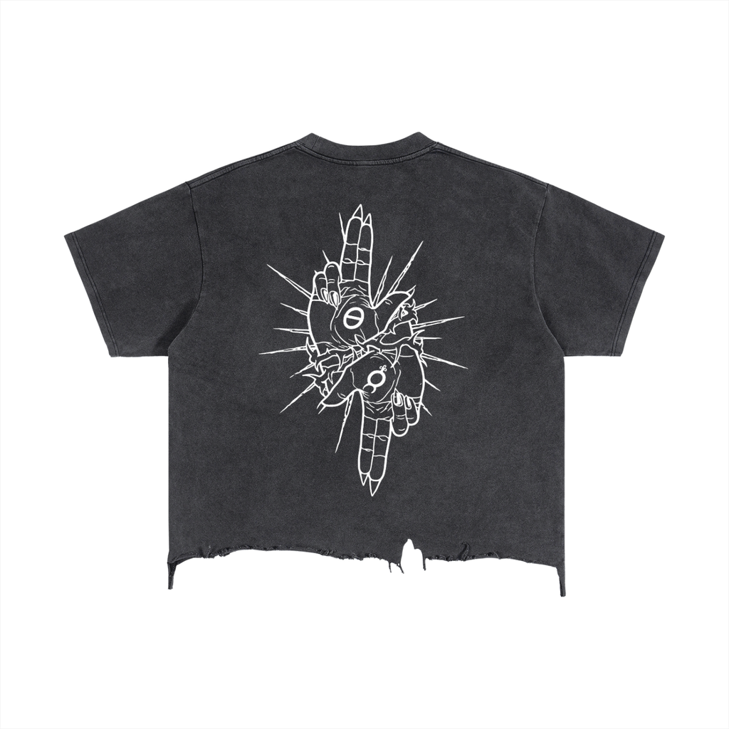 As Above So Below - Cropped Vintage Wash Boxy Distressed Hem T-Shirt