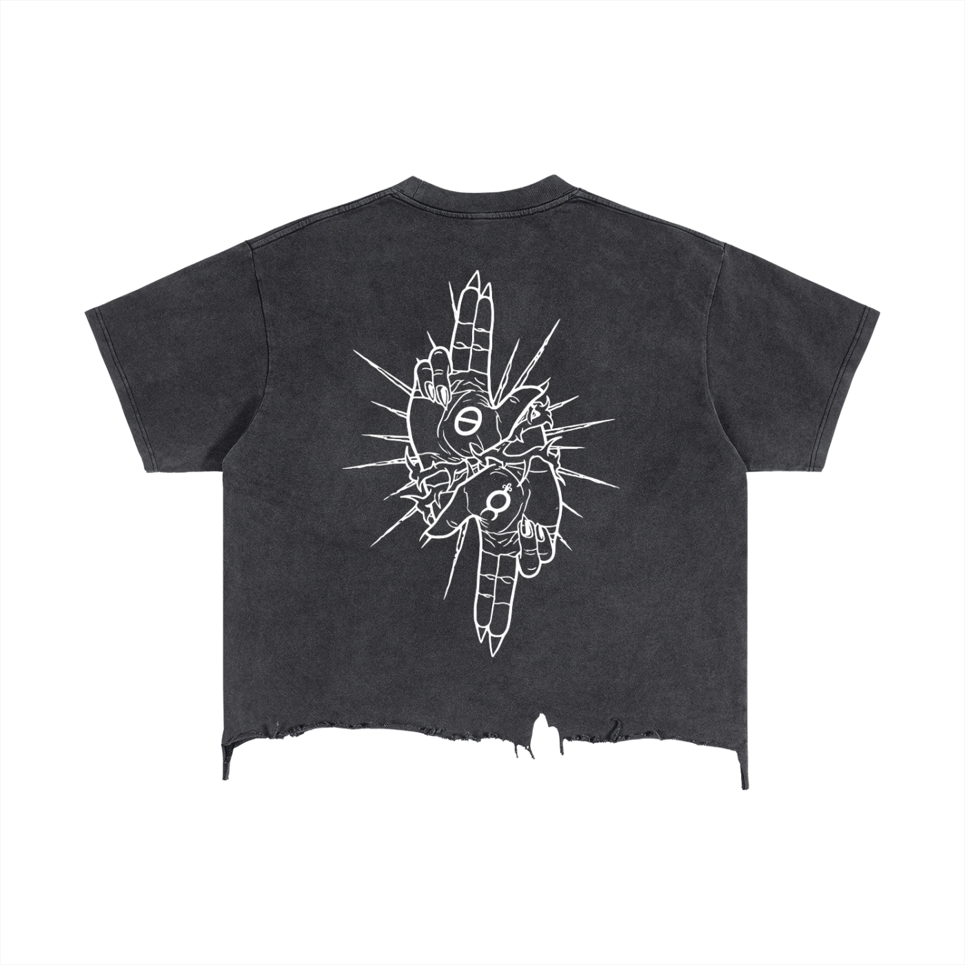 As Above So Below - Cropped Vintage Wash Boxy Distressed Hem T-Shirt