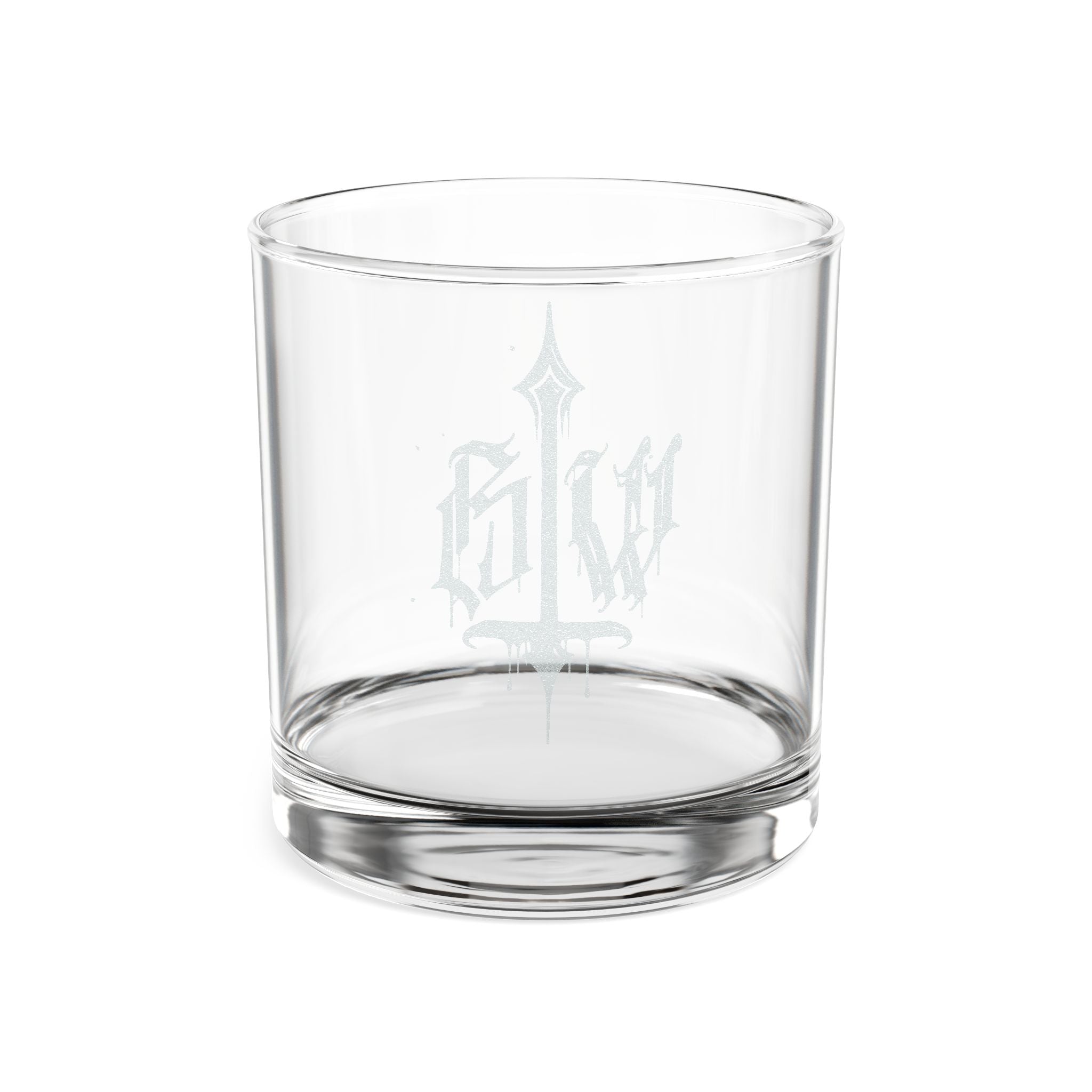 Calligraphy Cross - Whiskey Glass — 10.5 oz Personalized Rocks Glass