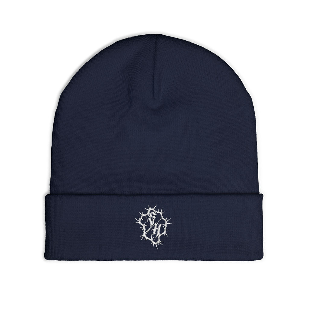 Minimal Gothic Embroidered Knit Beanie — S/H Winter Hat