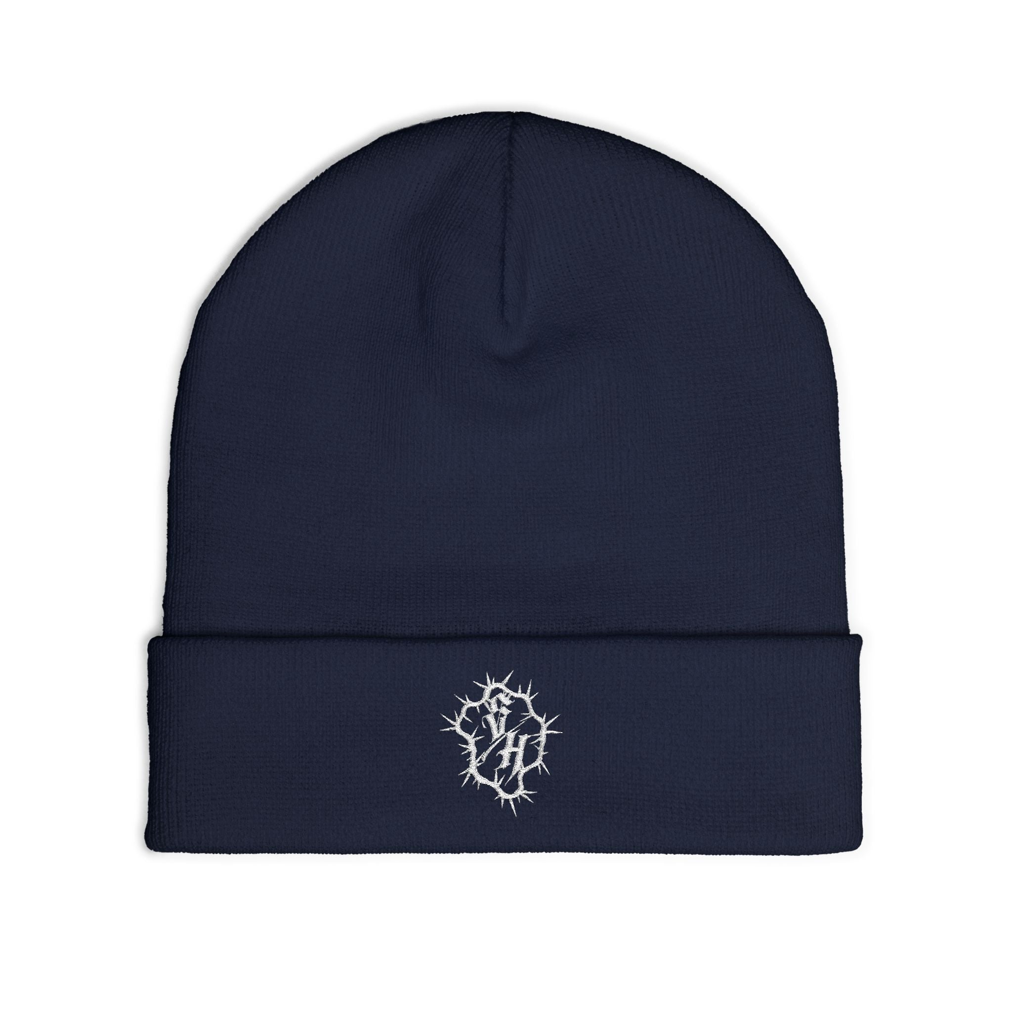 Minimal Gothic Embroidered Knit Beanie — S/H Winter Hat