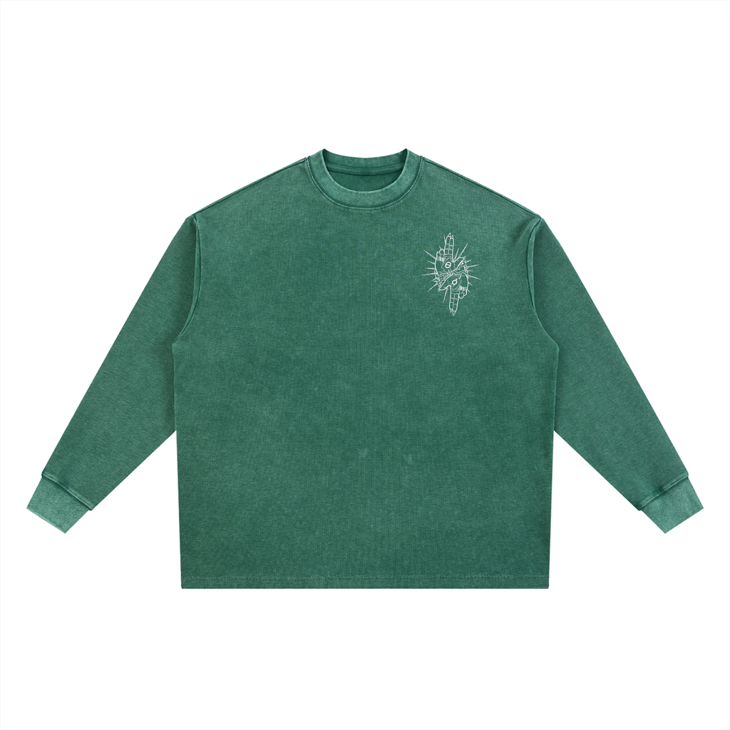 Calligraphy Cross - Mineral Wash Waffle Oversized T-Shirt