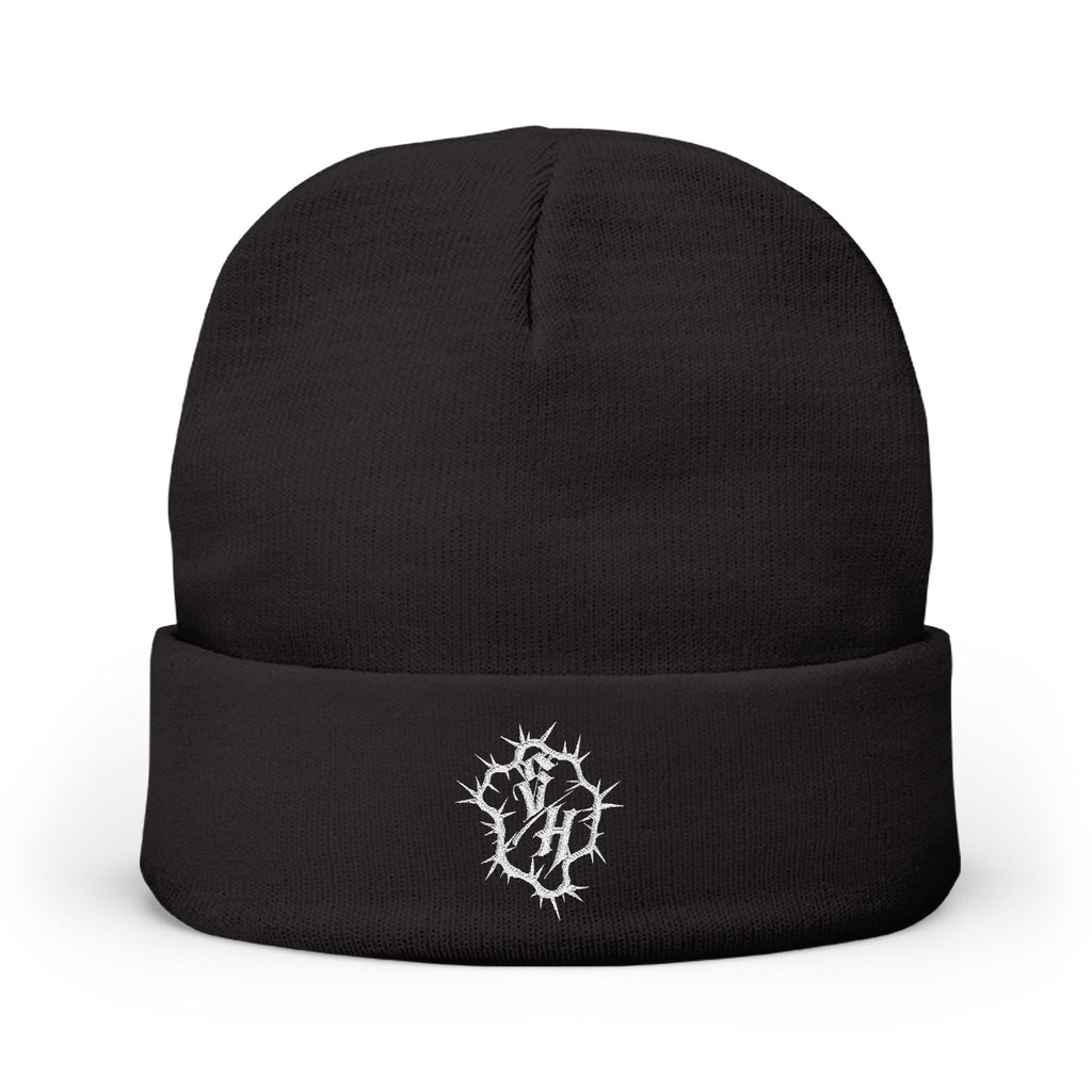Minimal Gothic Embroidered Knit Beanie — S/H Winter Hat