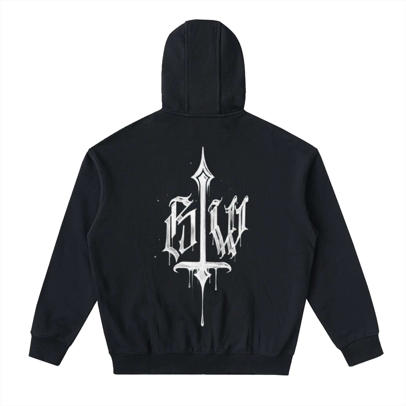 Calligraphy Cross - Drop-Shoulder Zip Up Hoodie