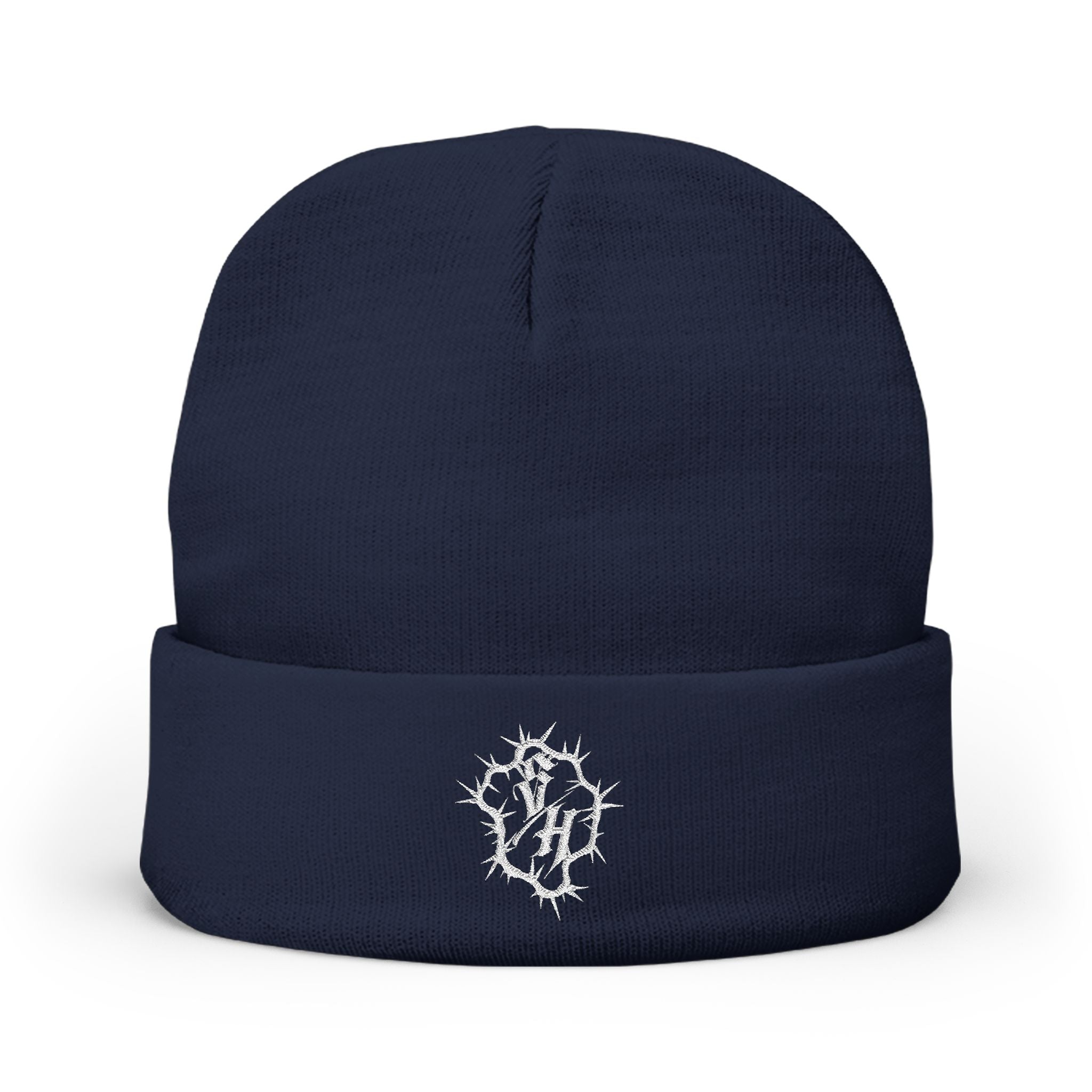 Minimal Gothic Embroidered Knit Beanie — S/H Winter Hat