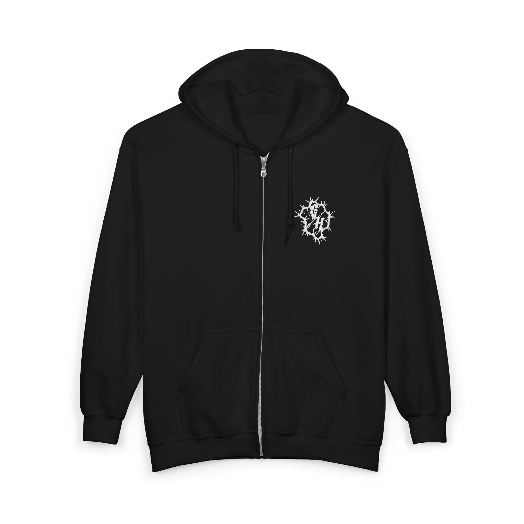 Severed Halo Zip Hoodie — Embroidered Logo Zip-Up Sweatshirt