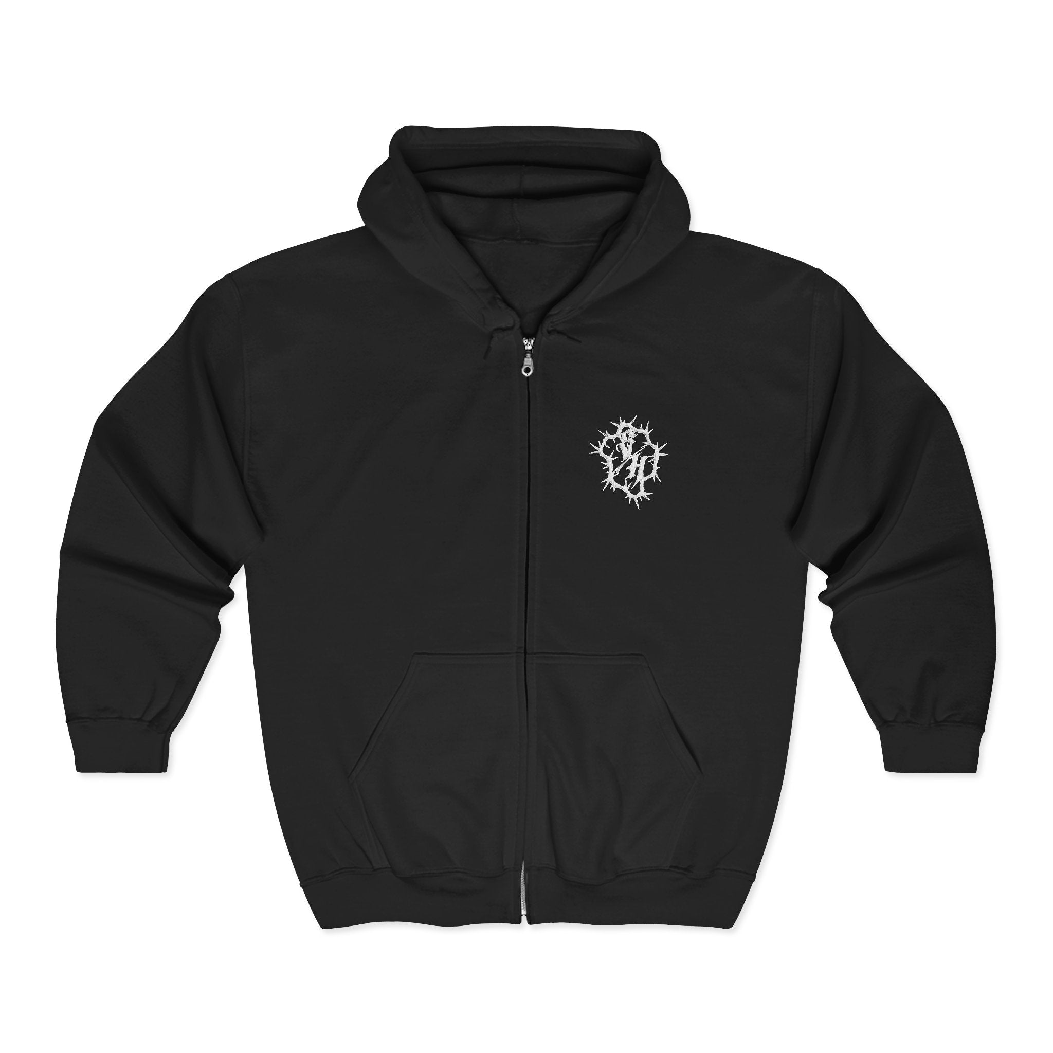 Severed Halo Zip Hoodie — Embroidered Logo Zip-Up Sweatshirt