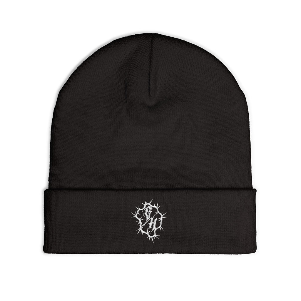 Minimal Gothic Embroidered Knit Beanie — S/H Winter Hat