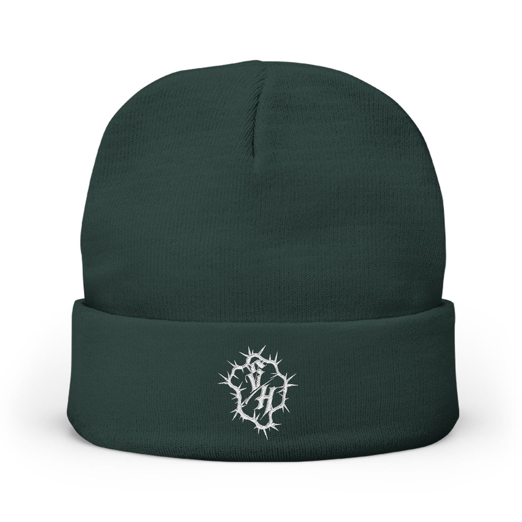 Minimal Gothic Embroidered Knit Beanie — S/H Winter Hat