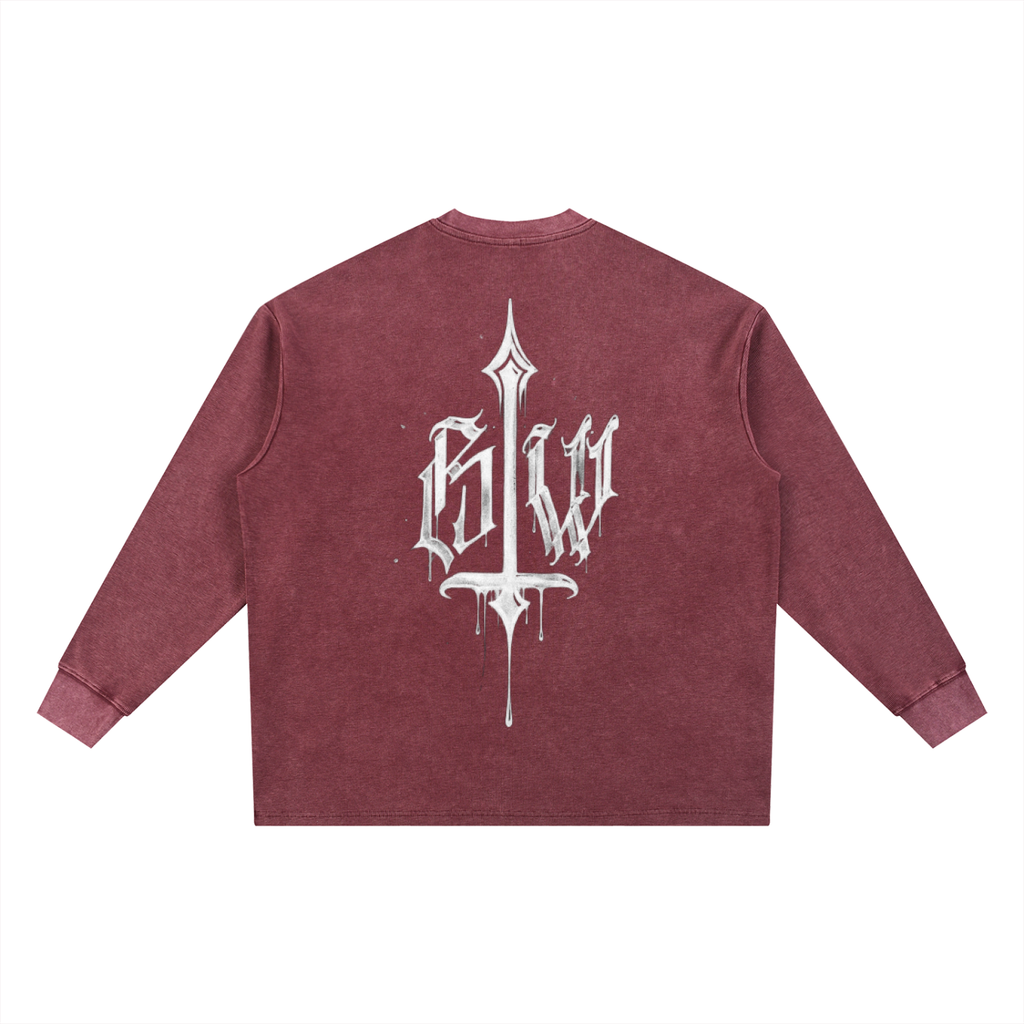 Calligraphy Cross - Mineral Wash Waffle Oversized T-Shirt