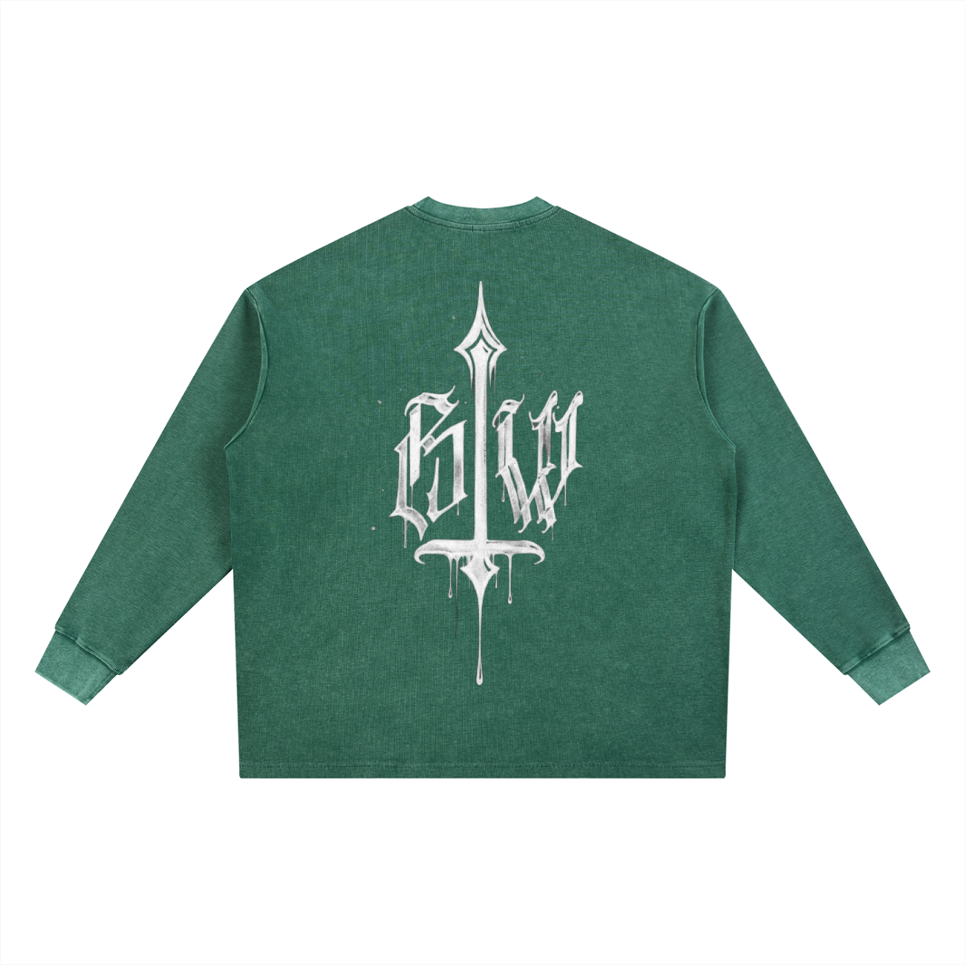 Calligraphy Cross - Mineral Wash Waffle Oversized T-Shirt