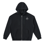 Calligraphy Cross - Drop-Shoulder Zip Up Hoodie