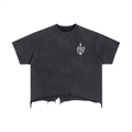 As Above So Below - Cropped Vintage Wash Boxy Distressed Hem T-Shirt