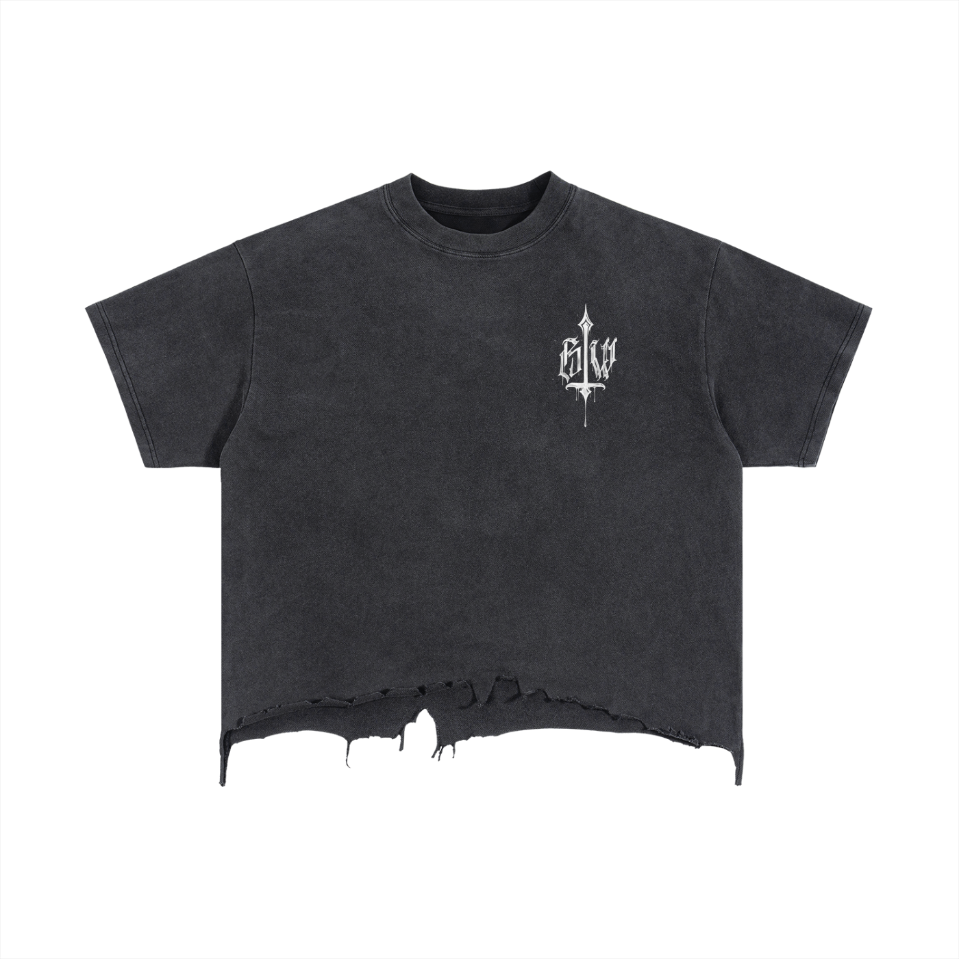 As Above So Below - Cropped Vintage Wash Boxy Distressed Hem T-Shirt