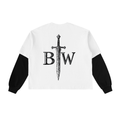 Layered Contrast Sleeve Cotton T-Shirt