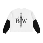 Layered Contrast Sleeve Cotton T-Shirt